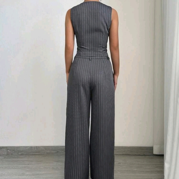 Women Casual Striped Vest + Women Casual Suit Pants Set - Picture 2 of 6